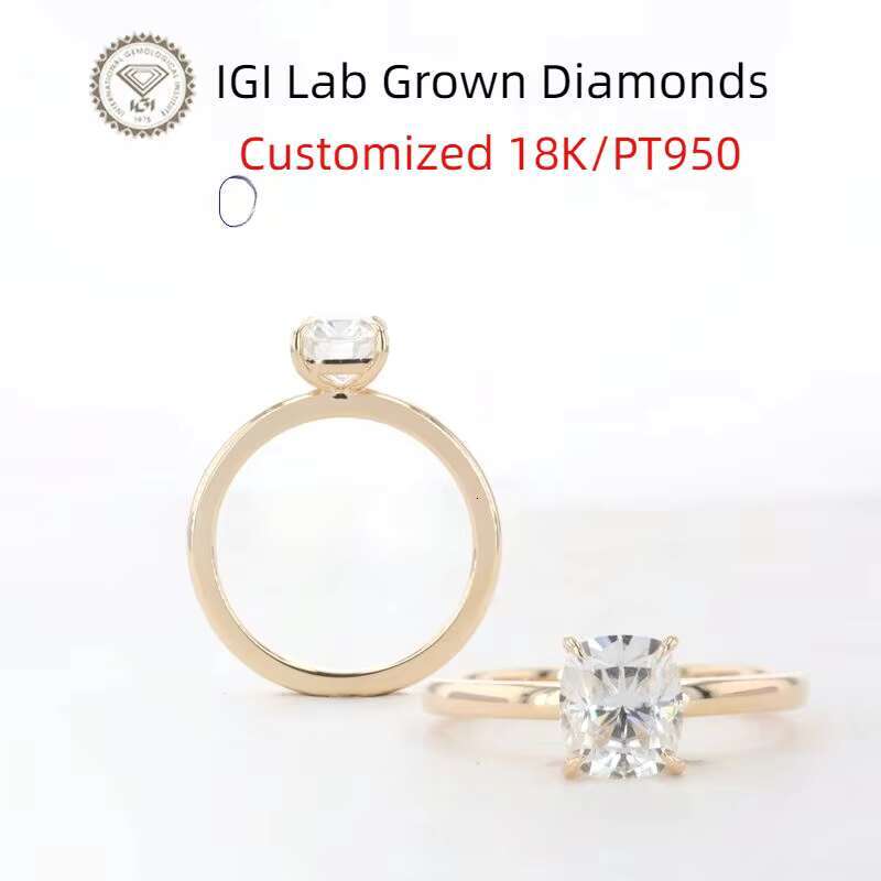 Fine Jewelry Wedding Engagement 14K Lab Grown Diamond Ring Solid Gold HPHT CVD Diamond Fine Rings