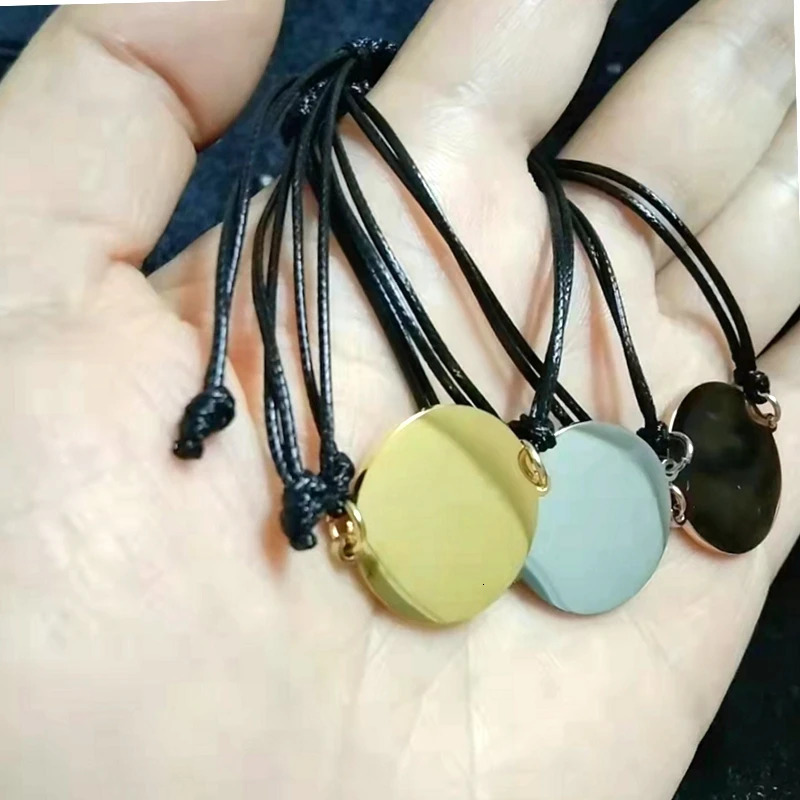 10pcs Stainless Steel Round Blanks Tags Charm Bracelet For Couple Friendship Mirror Polish Pendant Bracelet 250610