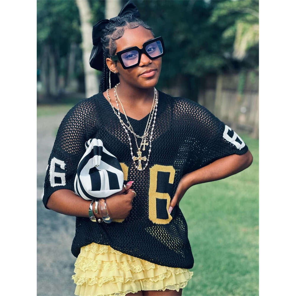 Autumn New Solid Color V-Neck Embroidered Loose Casual Sexy See-Through Short Sleeve T-Shirt Top For Women B5