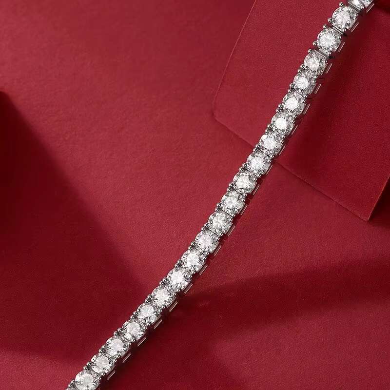 Wholesale S925 Sterling Silver Tennis Chain Bracelets VVS Lab Moissanite Mossanite Hip-Hop Style Gifts for Men and Women