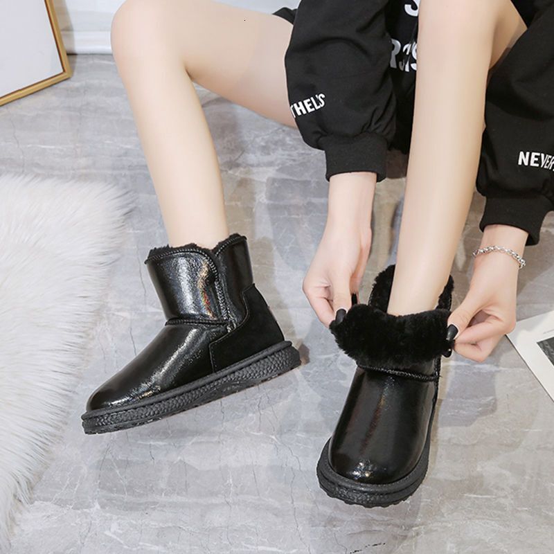 Ddmysports Women S Snow New Style Fleece Lined Thickened Mid Calf Waterproof Non Slip Leather And Wool Integrated Winter Warm Cotton Shoes Boots Outdo