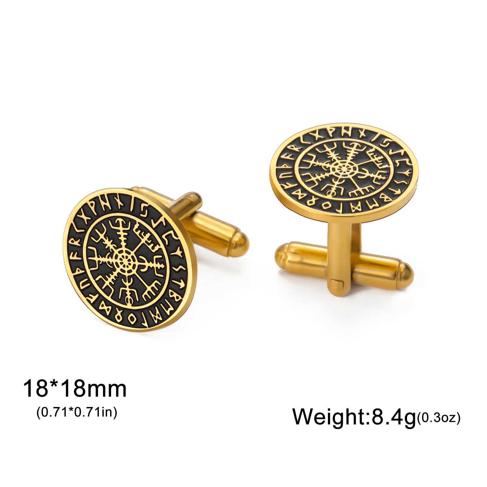 Lucktune 2pcs Norse Vegvisir Symbol Mens Cufflinks Stainless Steel Viking Protection Cufflinks Vintage Accessories Jewelry Gift XJ250614
