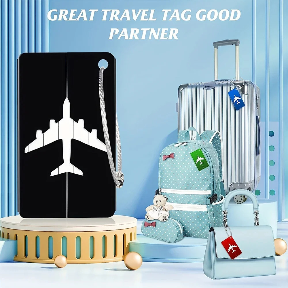 Aluminum Alloy Travel Luggage Tag Hanging Suitcase Plane With Name ID Cards Antilost Solid Color Accessories 250614