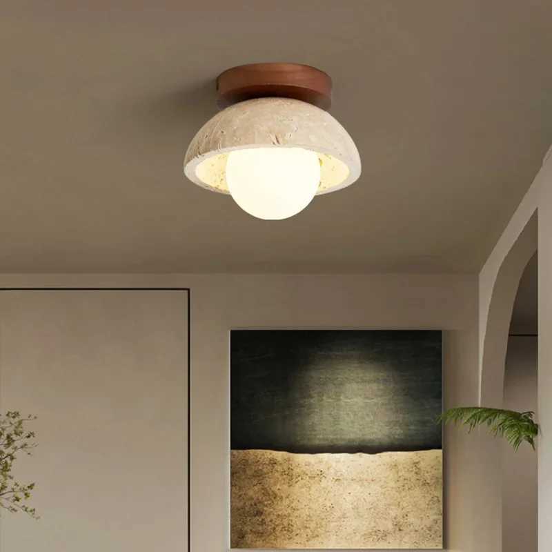 Wabi Sabi Style Yellow Cave Stone Ceiling Lamp Restaurant Lighting Corridor Balcony Entrance Kitchen Decor Ceiling Light XJ2500613