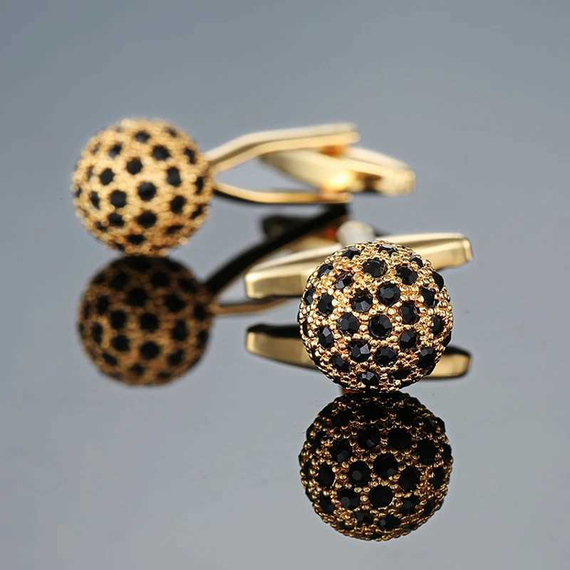 Mens French shirt cufflinks copper material black crystal ball cufflinks mens wedding clothing accessories wholesale XJ250614
