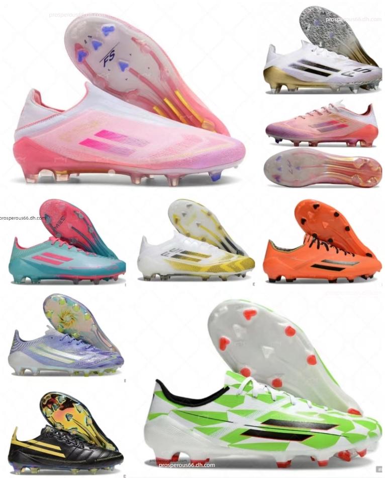 2025 Designer grass Football Boot Mens Gift Bag Boots Metal Spikes Football Cleats Men LACELESS and lace-up FG BOOTS Soft Leather Pink Soccer