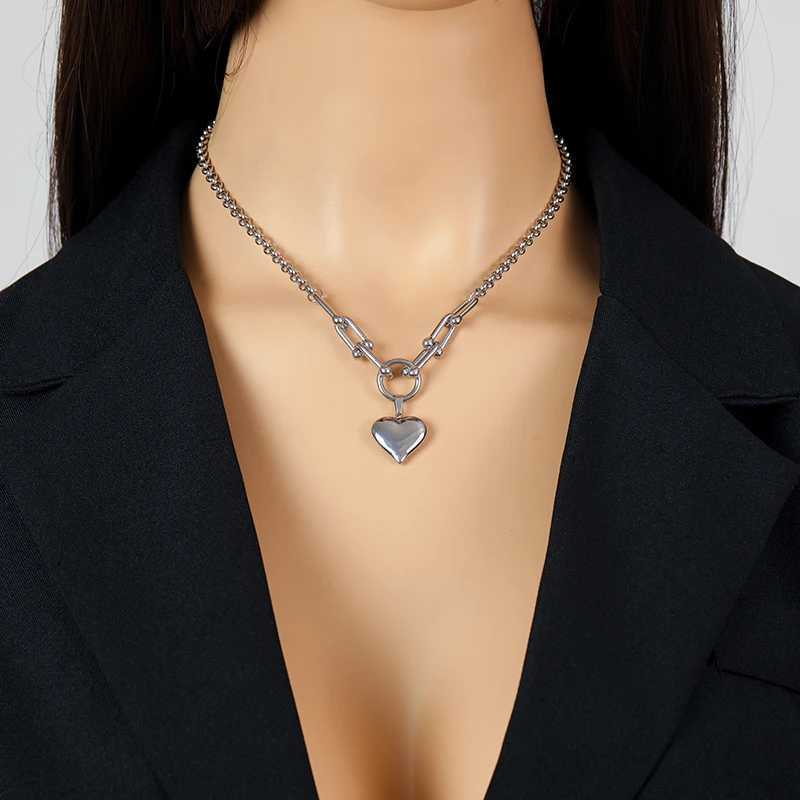 EILIECK 316L StainlESS Steel Silver Color Heart Pendant Necklace For Women New Fashion Dangle Neck Chain Waterproof Jewelry Z250614