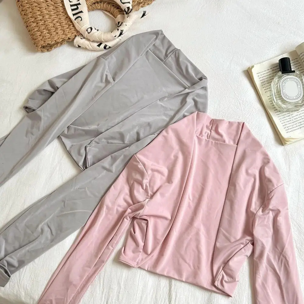Summer Ice Silk Shawl Arm Sleeves 1pc Long Sleeved Cardigan Outdoor Sports Sunscreen Ladies Top Cropped Cape Cover-up Shawl 2025 250610
