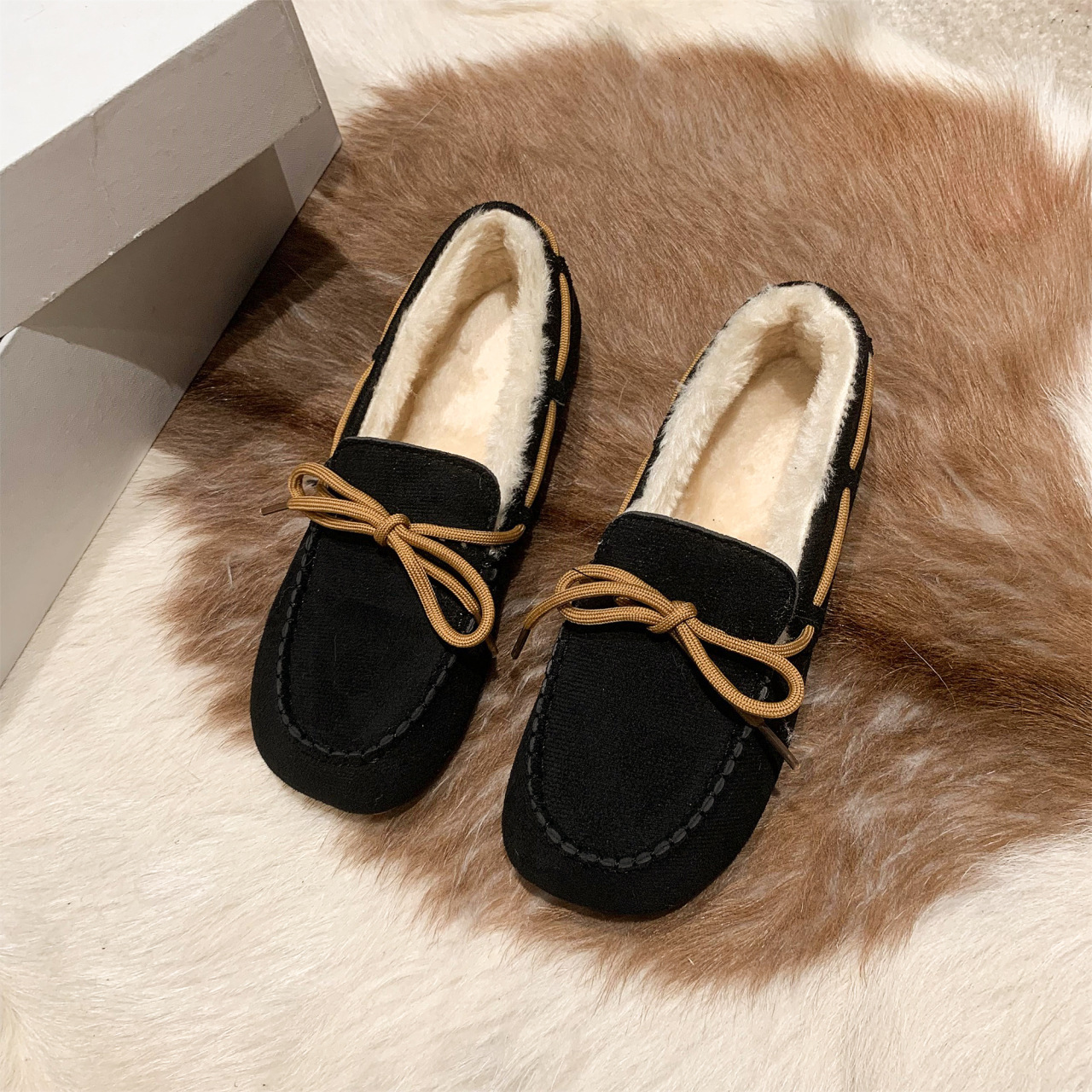 Ddmysports Slip On Fleece Lined Thickened Loafers Autumn Winter New Non Cotton For Pregnant Women And Moms Flat Shoes Outdoor Shoes