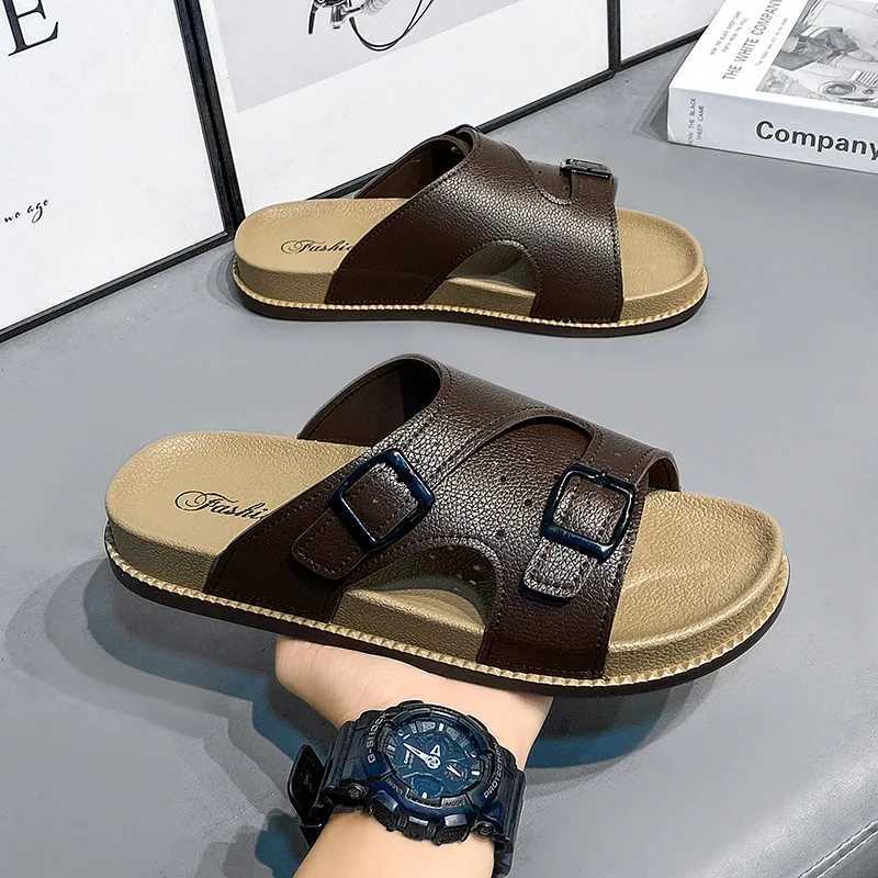 Man Leather Sandal for Men Beach Sandals Men 2025 Mens Shoes Mens Comfortable Slipper Original s Shoes Summer Z250614