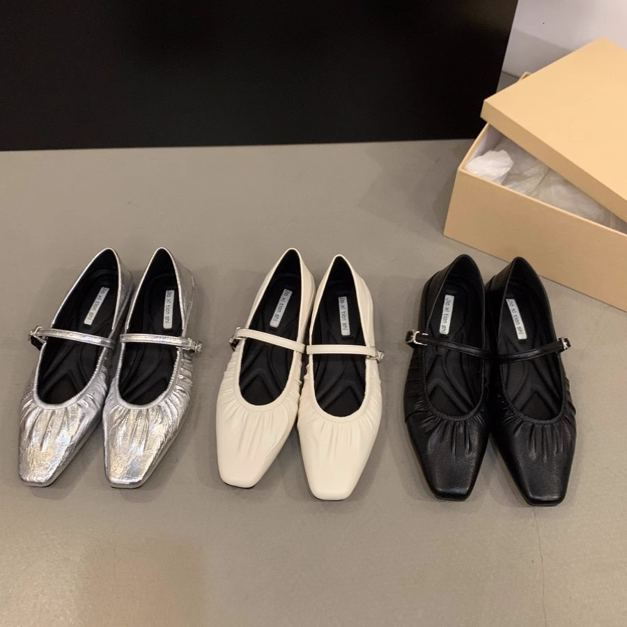 Ddmyoutdoor French Style Flat Silver Mary Jane For Women Autumn New Spring Dress Gentle Evening Shoes Outdoor Shoes