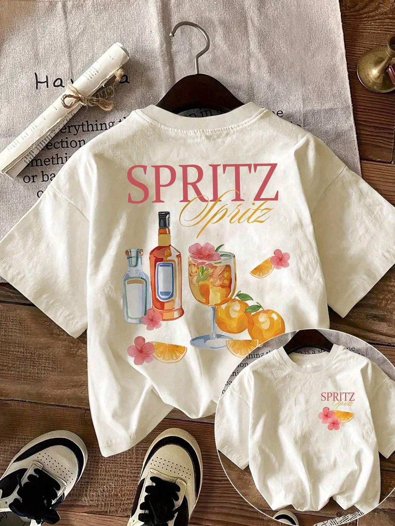 Funny Cocktail Graphic Tee - Women's Casual Short Sleeve T-Shirt, Y2K Retro Cartoon Print Round Neck Summer Top