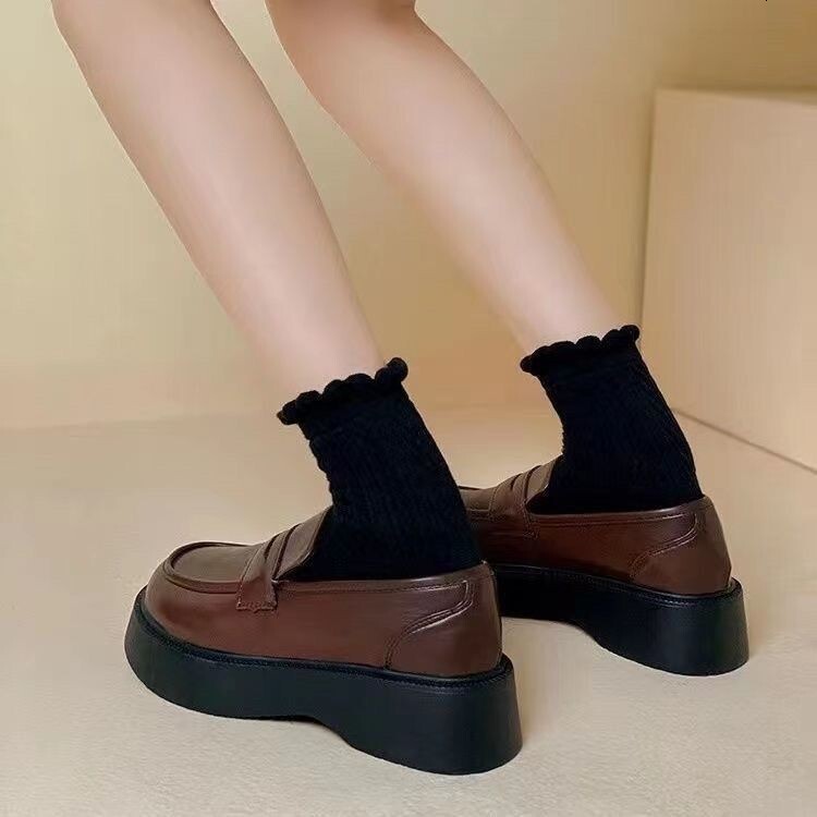 Ddmysports British Style Women S Leather Shoes New Spring Autumn Platform Thick Sole JK Uniform Mary Jane Loafers Outdoor Shoes