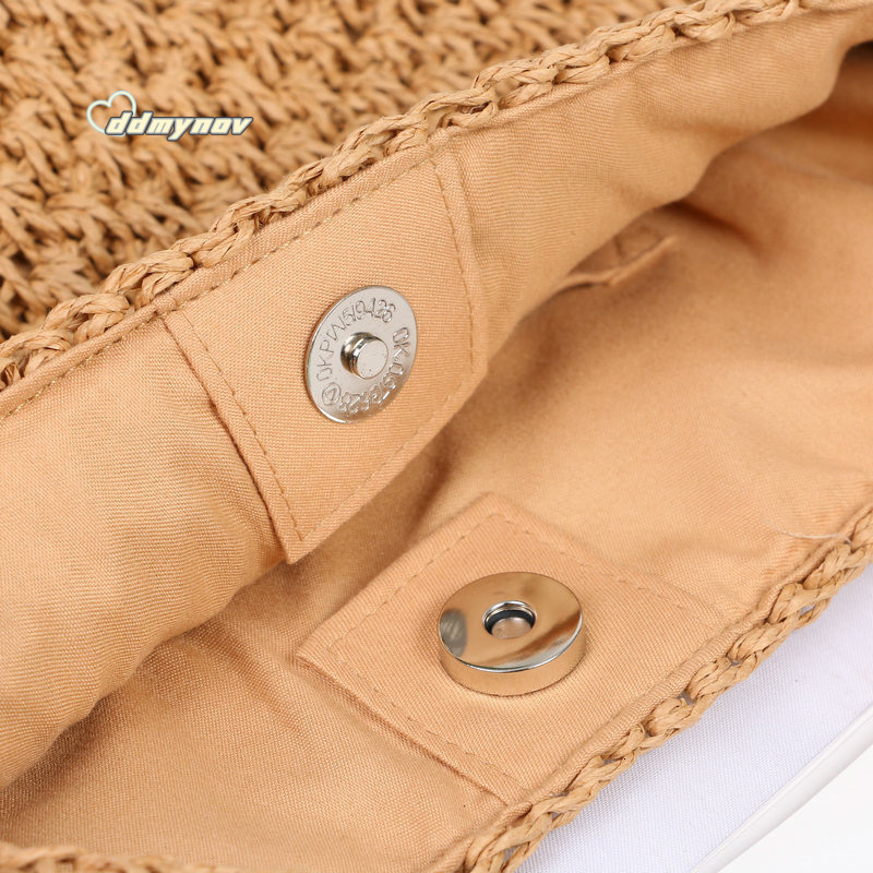 New Bucket Woven Fashion Single Shoulder Casual Straw Women's Vacation Forest Style Hollow Beach Bag ddmynov