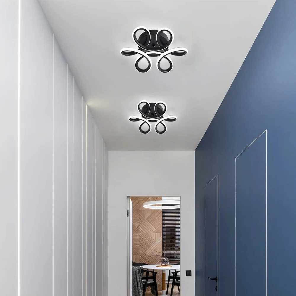 LED Ceiling Light Flower Design Ceiling Light Fixture for Hallway Balcony Kitchen Bathroom Bedroom Cool White 6000K (Black) XJ2500613