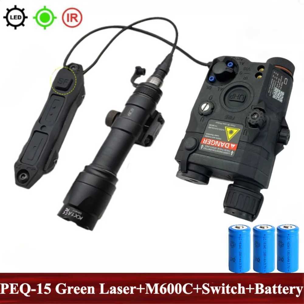 Nylon PEQ/DBAL-A2 Tactical Weapon Light Combo Red Green Laser M300A/M600CLED Flashlight Dual Switch Quick Release Fit 20mm RailXJ250613