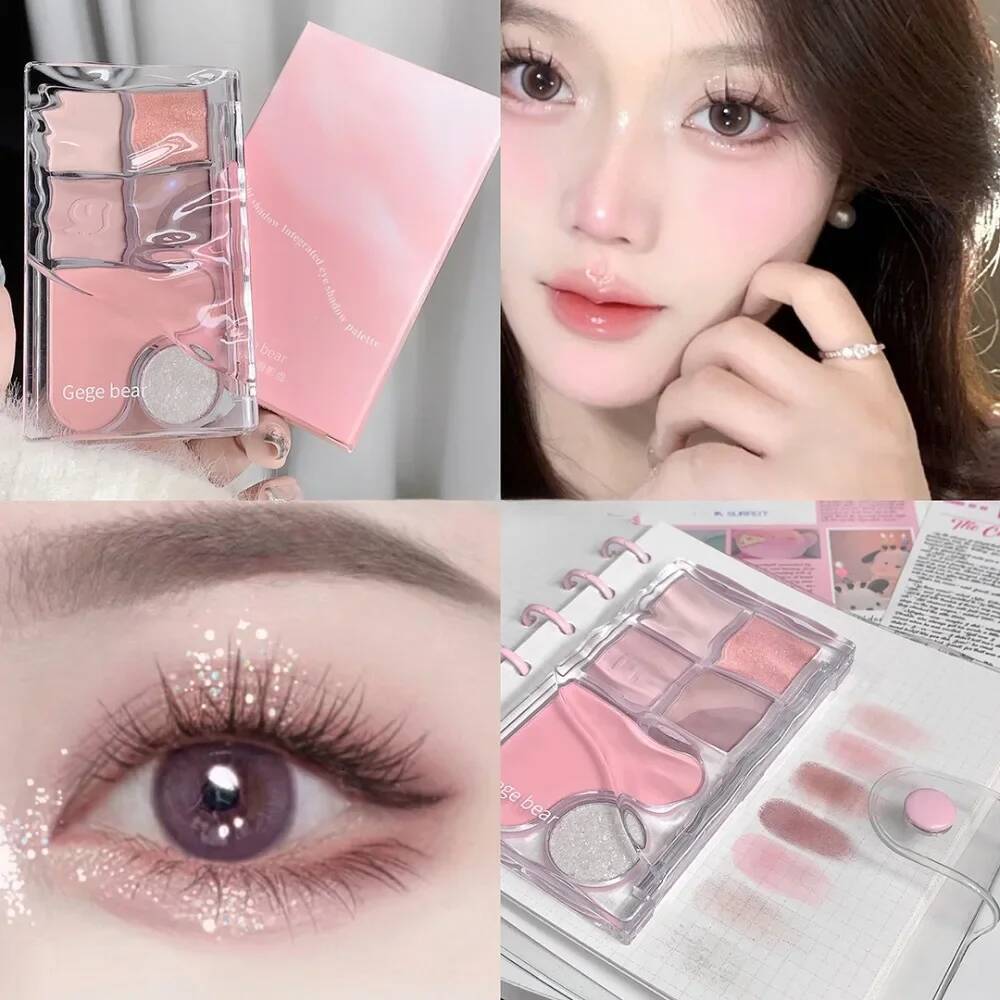 Pinky Heart Gege Bear Matte Pearlescent Earth Color Sequin Long-Lasting Eyeshadow And Contour Palette Makeup