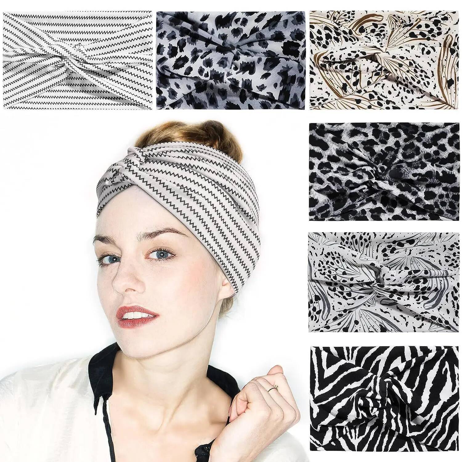 Widening 18CM stretch printed sports sweatband headband headscarf hairband
