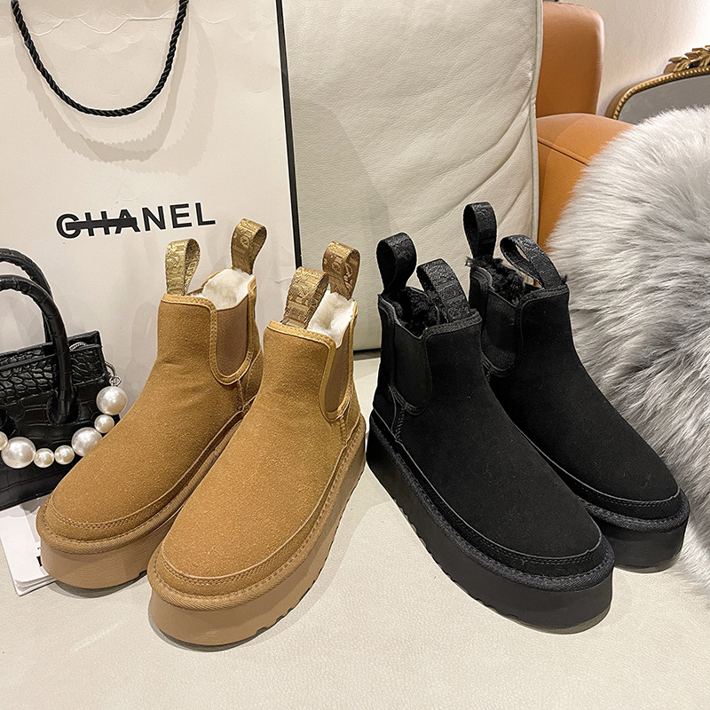 Free shipping designer boots 2025 new fashion casual high-end texture thickened warm solid color short boots snow boots for women