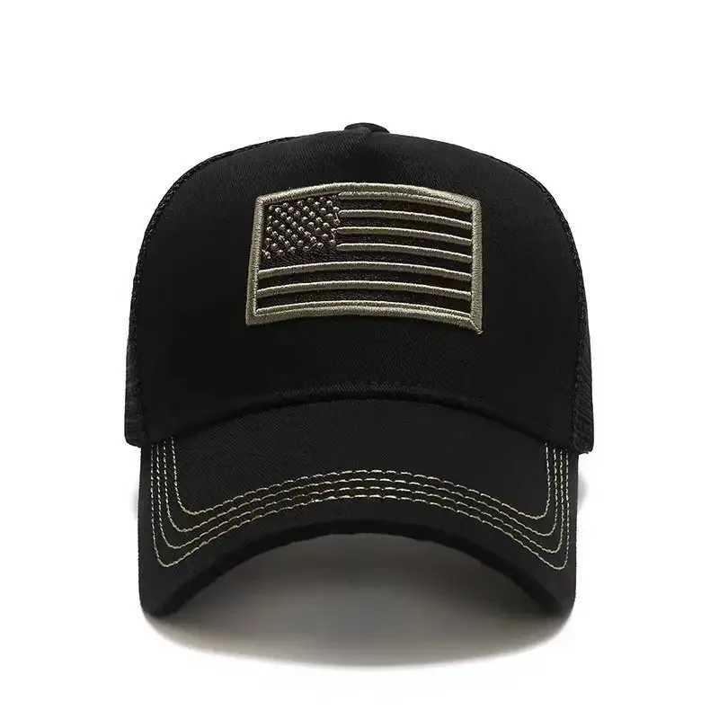 American Flag Embroidery Baseball Cap Men Summer Outdoor Camouflage Tactical Mesh Hats Women Adjustable Breathable Visor Caps W250614
