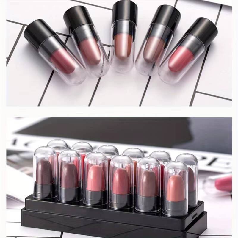 12pcs Matte Lipstick Box Set Velvet Gloss Waterproof Long Lasting Portable Lip Glaze Non-Stick Cup Sexy Makeup Cosmetics happy
