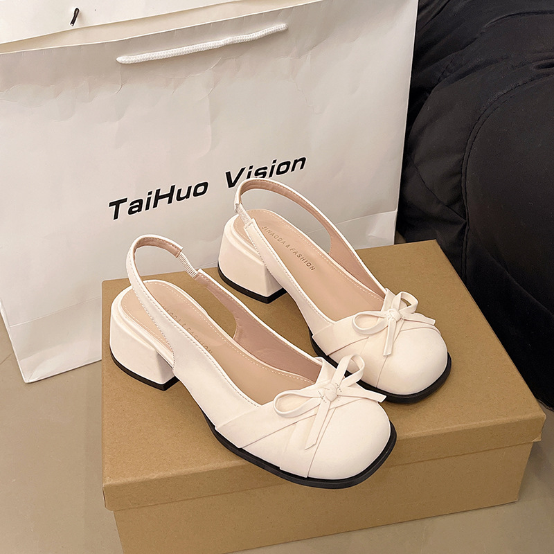 Ddmyoutdoor Spring Summer New Sweet Small Square Chunky Heel Bowknot Peep Toe Sandals For Women Satin Shallow Mouth Back Strap Single Shoes Outdoor Sh