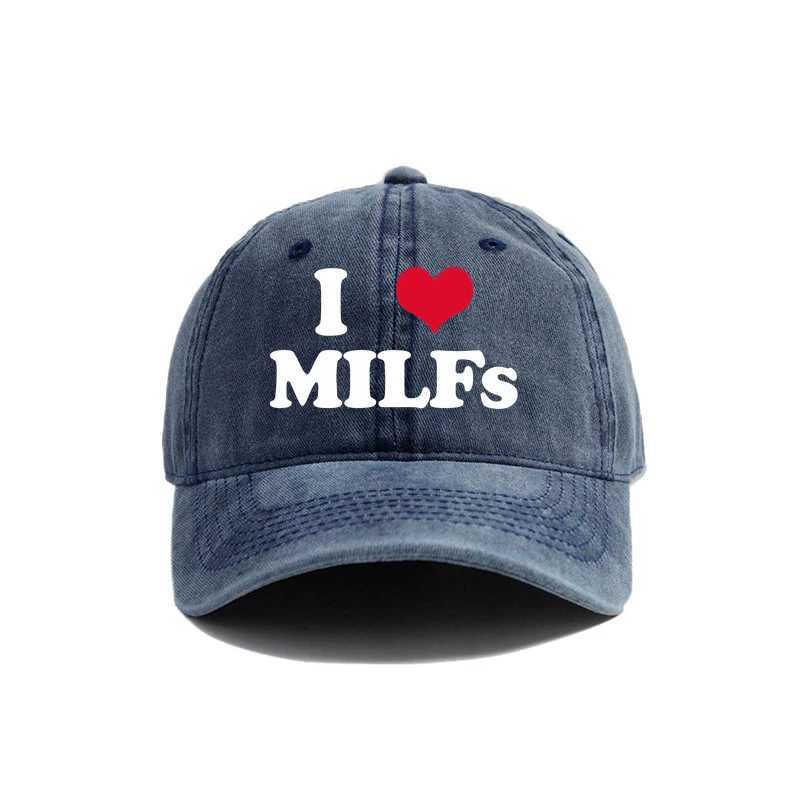 I Love MILFS Baseball Cap Summer Distressed Dad Hats Men Outdoor Adjustable Cotton Caps MZ-476 W250614
