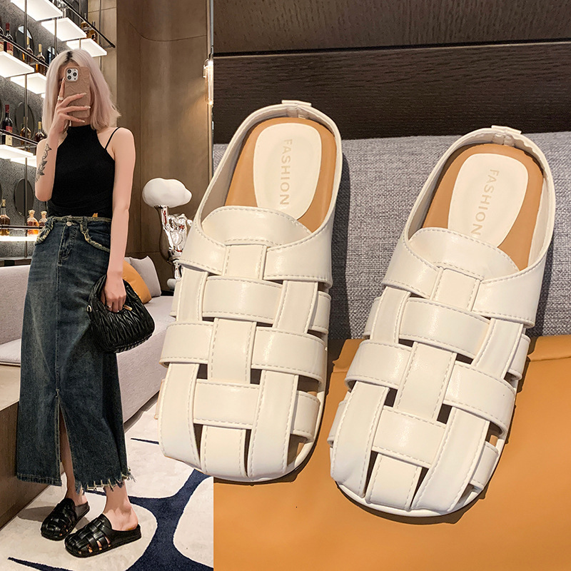 Ddmyoutdoor Ddmyoutdoor High End Closed Toe Slippers For Women Summer Outdoor Slip On New French Style Elegant Versatile Casual Mules Shoes Outdoor Sh
