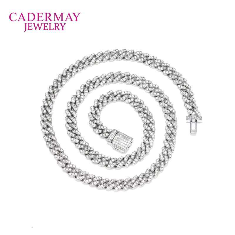 Custom Moissanite Hip Hop Jewelry 925 Silver D VVS 6mm Width One Row Moissanite Cuban Link Chain Rapper Style Wholesale Price