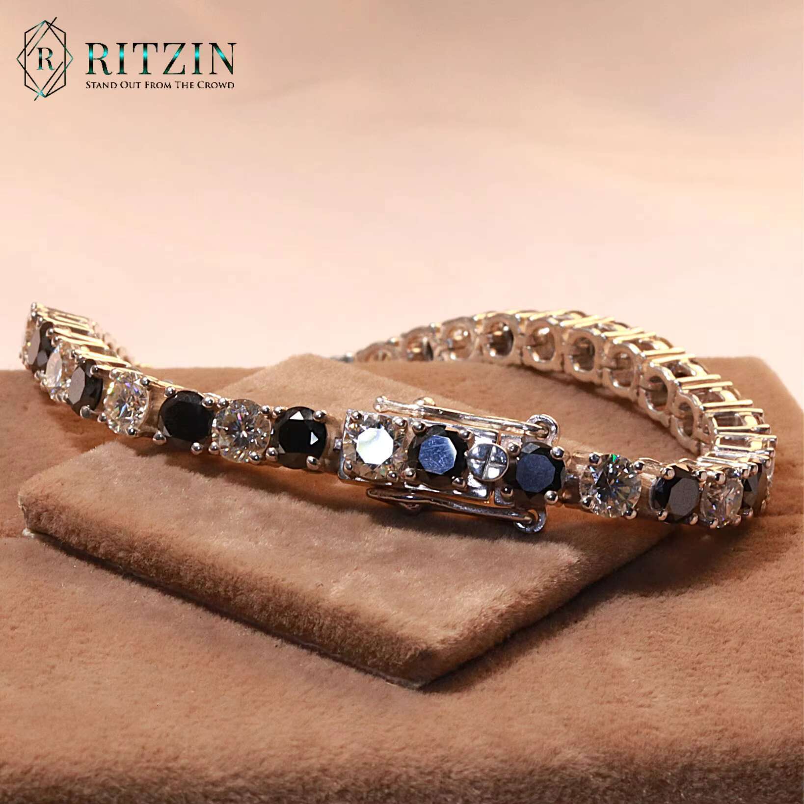 Bracelet For Women Round Shape Moissanite Tennis Style 925 Sterling Silver Prong Set