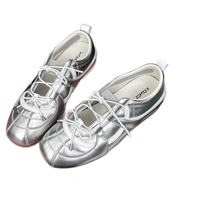 Ddmysheep Ddmysheep Yueyu Silver Mary Jane Lazy Single New Style Hidden Cm Height Increase Ballet Training Shoes For Women