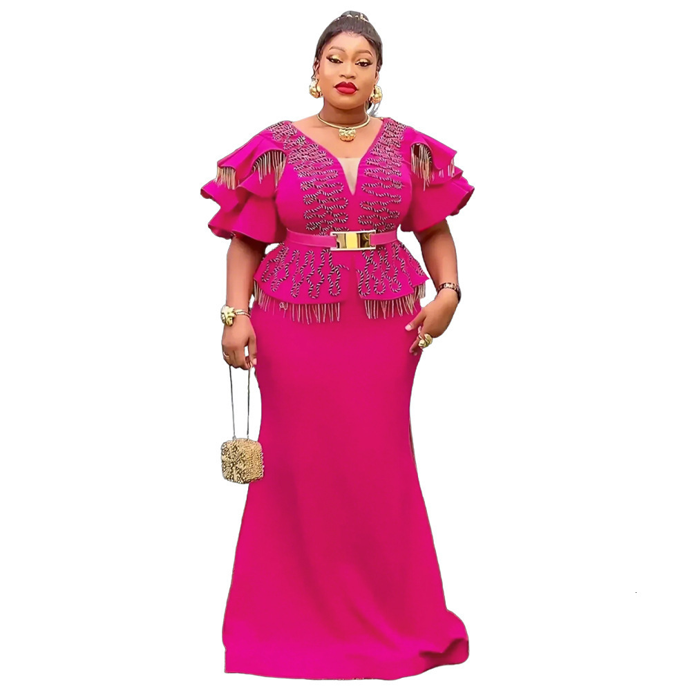 Plus Size Womens New Year V-Neck Dress Embroidered Gold Sequins Dress 240921