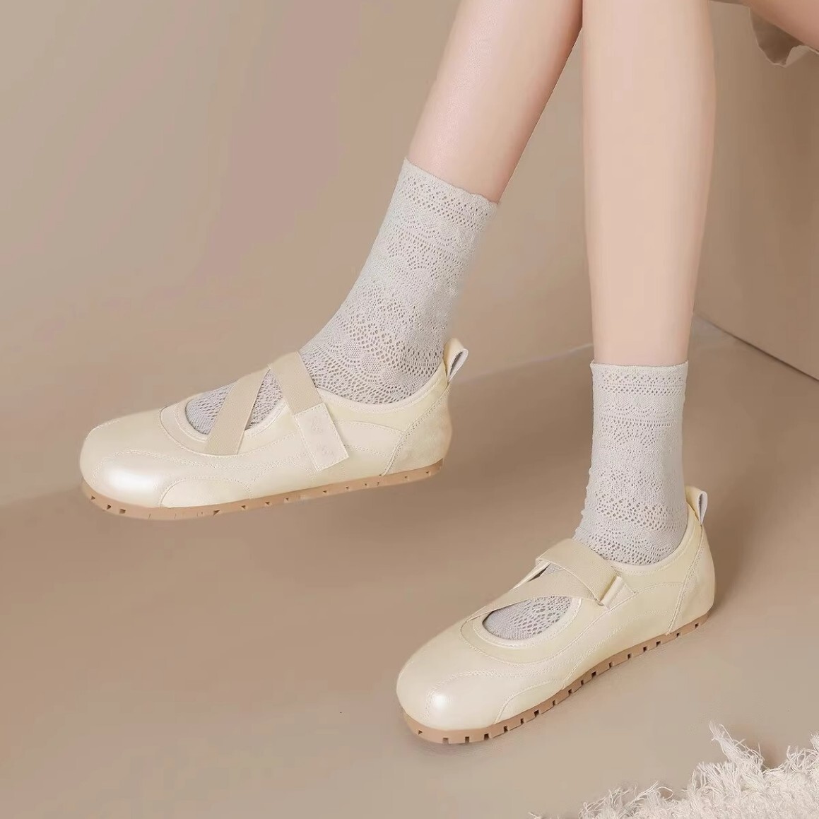 Ddmysports Thin Sole Mary Jane Spring New Solid Color Ballet Versatile Casual Shoes For Women Outdoor Shoes