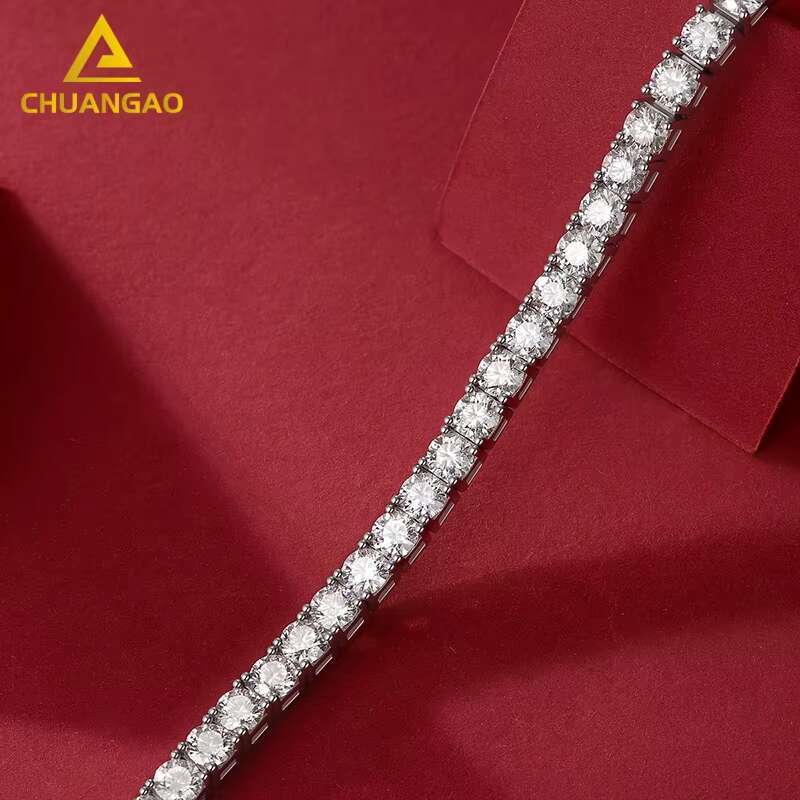 925 Sterling Silver Moissanite Bracelet with VVS Pass Diamond Tester Gold Plated Charm Bracelets
