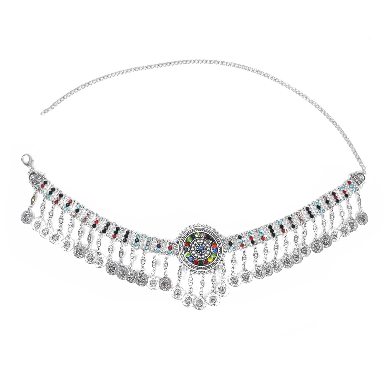 Bohemian Vintage Silver Plated Coin Tassel Waist Belly Body Chain Dance Jewelry Dress Accessories Gift 250610
