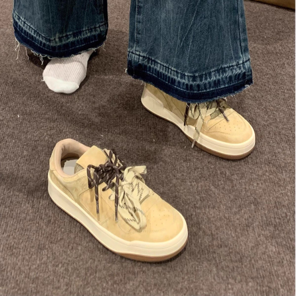 Ddmysports Spring Thick Soled Sneakers For Women New Height Increasing Dexun White Versatile Fashion Casual Sports Shoes Outdoor Shoes