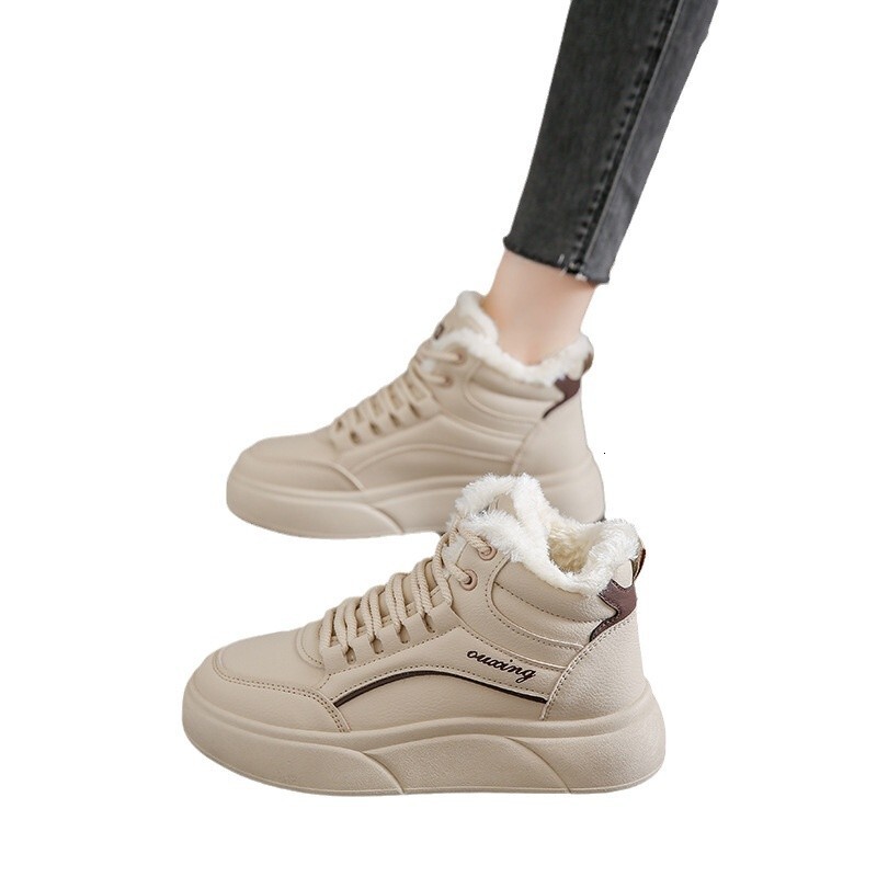 Ddmysports Snow Boots Winter New Fleece Lined Thickened Warm Versatile Large Cotton Women S Sports Sneakers White Shoes Outdoor Shoes