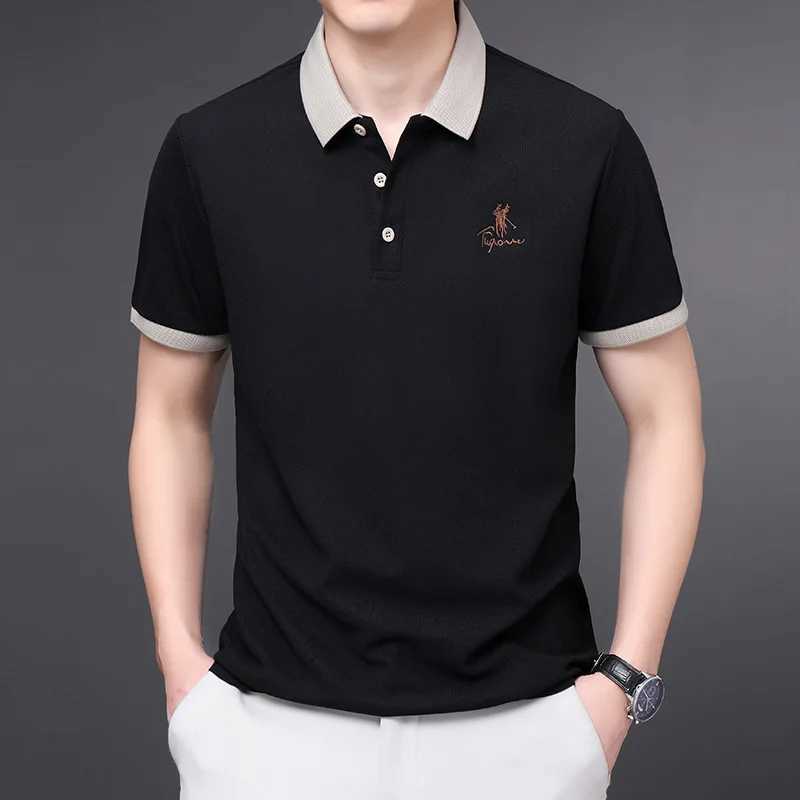 Mens summer new lapel mens short sleeve polo shirt Embroidery solid color business casual mens polo shirt GP 221 Z250613
