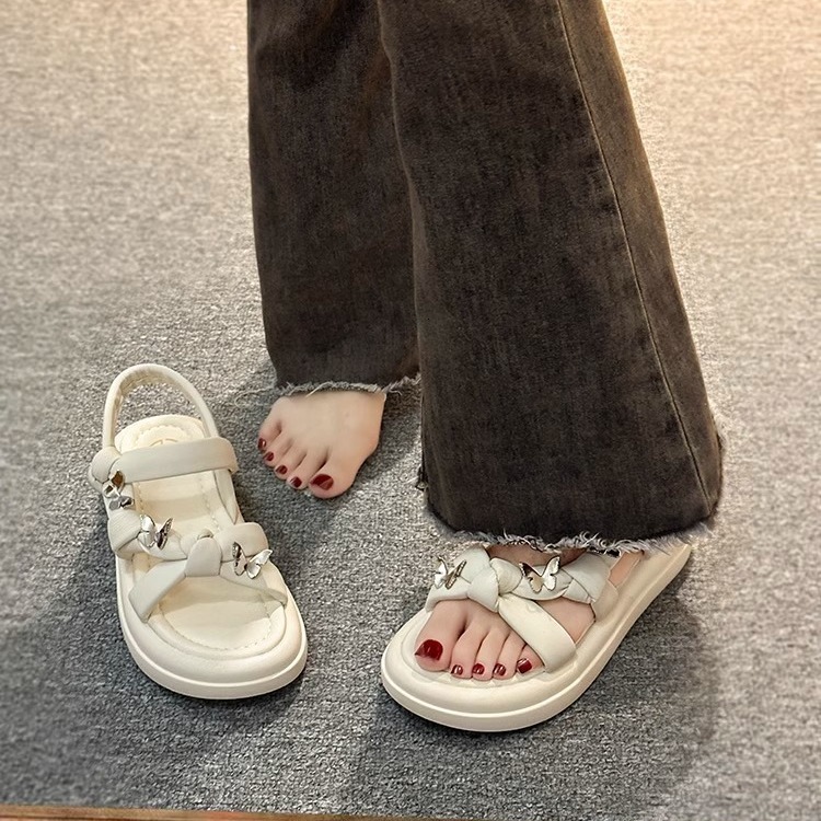 Ddmysports Versatile Comfortable French For Women Summer Fairy Style With Dress Butterfly Fashion Roman Beach Sandals Outdoor Shoes