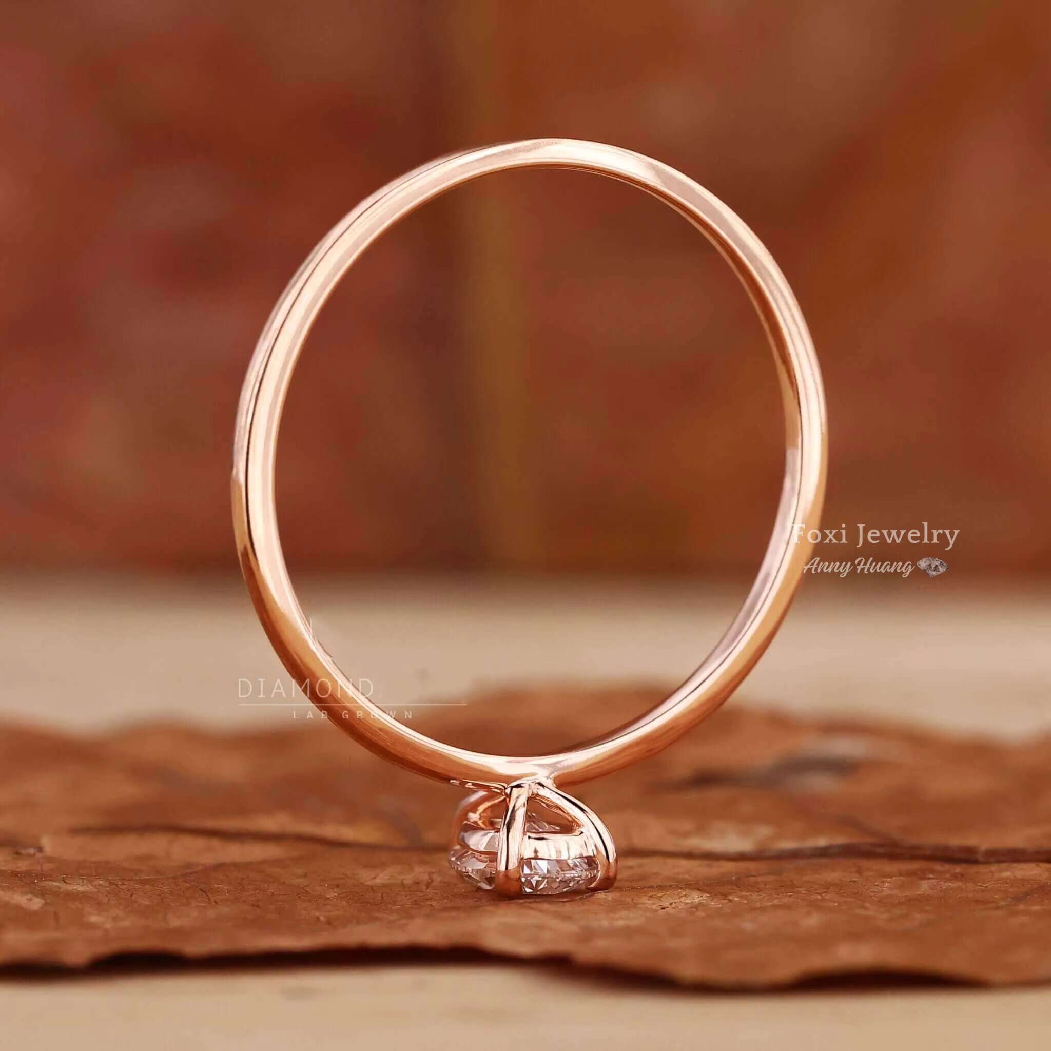 925 Silver Fine Jewelry 14K Yellow Gold Pear Shaped Lab Grown Diamond Engagement Ring for Women