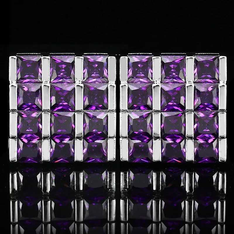 Mens Cufflinks Square Luxury Zircon Rhinestones French Shirts Cuffs Buttons Men and Womens Business Dresses Wedding Cuff Links XJ250614