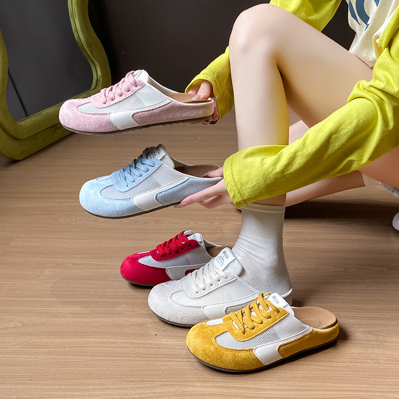 Ddmysports Summer Half Slip White New Korean Style Ins Student Breathable Hidden Wedge Casual Street Snap Shoes F Outdoor Shoes