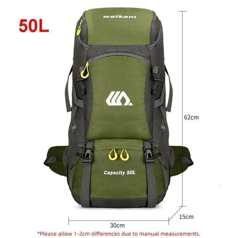 50L Travel Backpack Camping For Men Large Hiking Tourist Rucksack Waterproof Outdoor Sports Climbing Mountaineering Bag