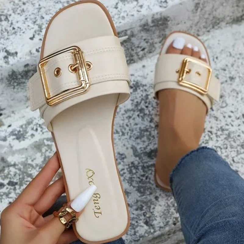 New Women Slides Personality Open Toe Wear-resistant Office 2025 Flat Slippers Summer Sandy Beach Sandals Women Shoes Z250614