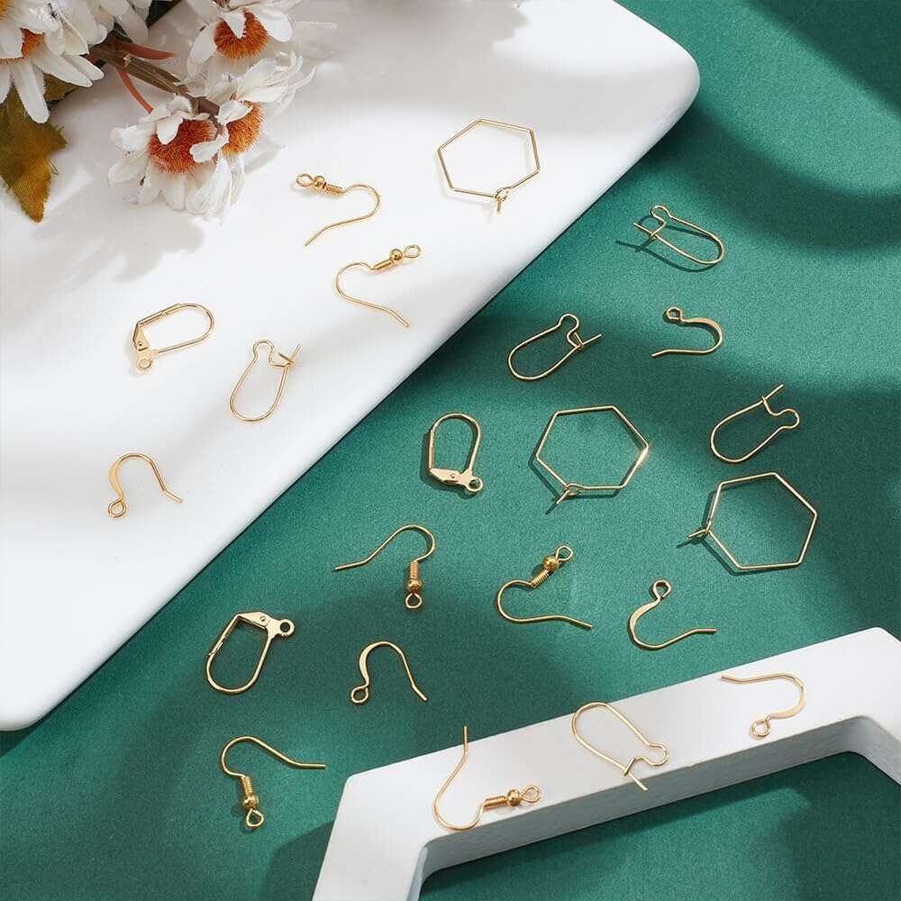 Gold Plated Hooks 5 Style Leverback French Earring Hook Wir Thread Fish Ear Findings for Women DIY Dangle Jewelry Making Accsori