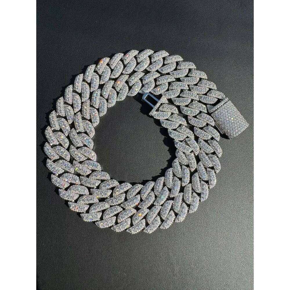 MOISSANITE Sterling Sier 10Mm 12Mm 14Mm Miami Cuban Link Chain Rounded Prong Vintage 16-30 Lengths PASSES DIA Tester