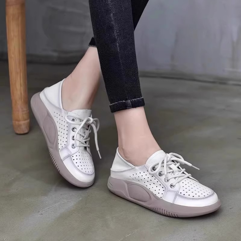 Ddmysports Openwork Sandals For Women Summer New Casual Sports Single Closed Toe Lace Up Soft Sole Platform Hole Shoes Outdoor Shoes