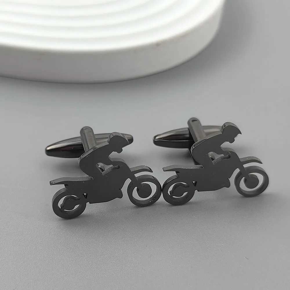 Punk style motorcycle hollow stainless steel 18K gold-plated cufflinks silver French shirt buttons suit wedding accessories XJ250614