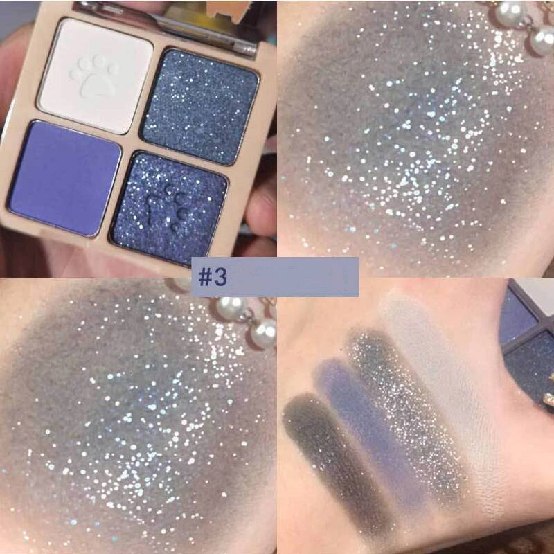 4 Colors Mini Shimmer Matte Green Glitter Metallic Smoky Pigmented Eyeshadow Pallete Cosmetic Makeup Palette