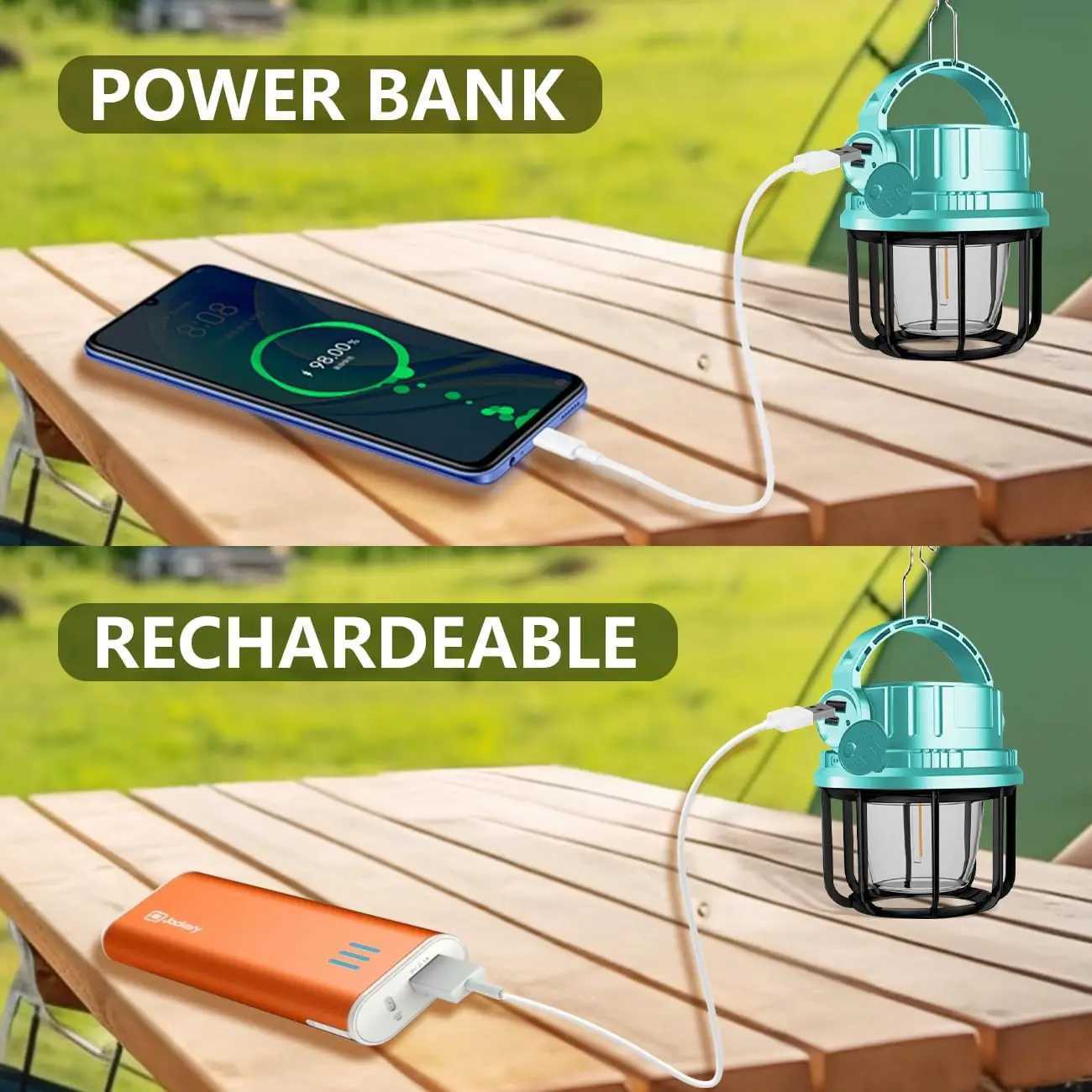 Retro LED Solar Bulb Light Rechargeable Portable Lanterns Waterproof Camping Tent Lamp With Power Bank For Outdoor Emergency W250613